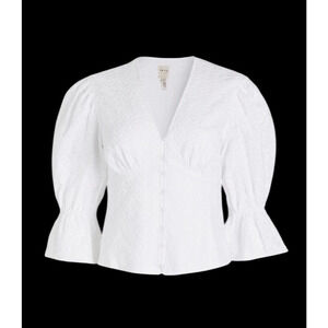 Rebecca Taylor La Vie Blouse Womens‎ Small Embroidered Milkmaid Puff Sleeve